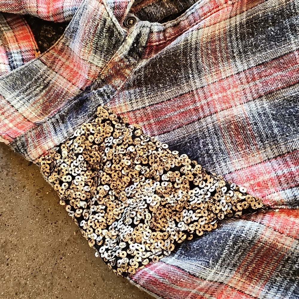 Free People Sequin Western Flannel Top - Picture 6 of 16